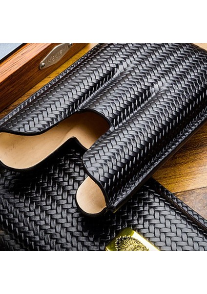 Yeni Seri Gerçek Deri Üçlü Puro Kılıfı - Kahve(60 Ring) fırsatları