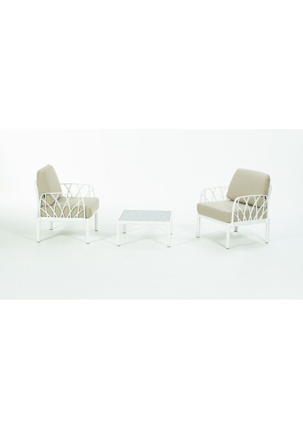 Garda Sofa Set 1+1+Sehpa Bej Minderli