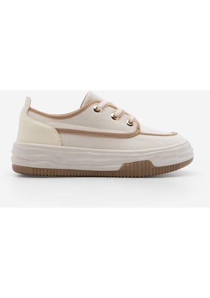 Kadın Sneaker Bağcıklı Keten Spor Ayakkabı Rotvi