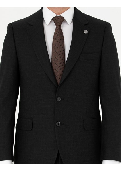 Erkek Siyah Slim Fit Çizgili Takım Elbise 50288211-VR046
