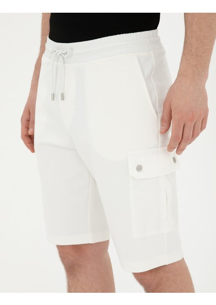 Erkek Ekru Regular Fit Örme Şort 50288263-VR019