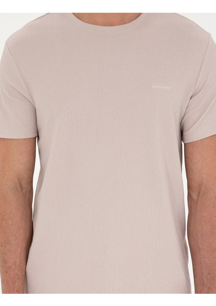 Erkek Bej Slim Fit Tişört 50288914-VR011