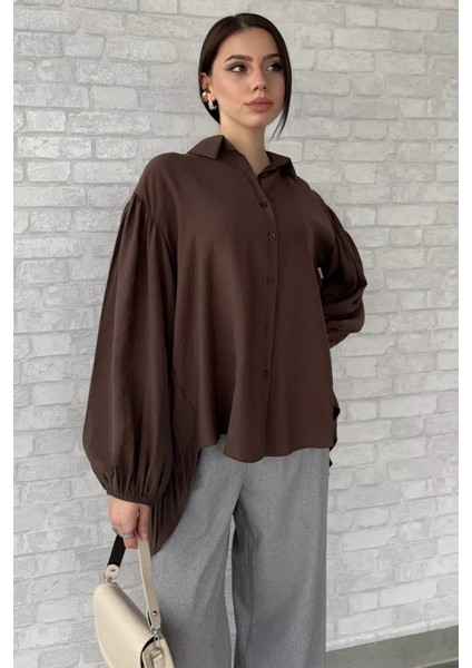 Pile Detaylı Kadın Salaş Gömlek
