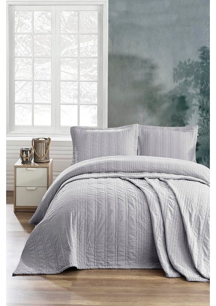 Valentina Çift Kişilik Yatak Örtüsü Gri (3 Parça)