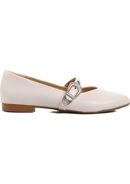 Beyaz Hafif Kemerli Kadın Babet 354155 Z