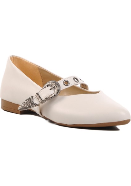 Beyaz Hafif Kemerli Kadın Babet 354155 Z modelleri