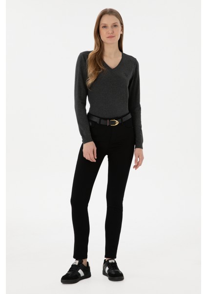 Kadın Siyah Pantolon (Kanvas-Chino) 50298498-VR046