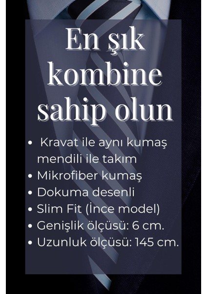 Bordo Kırmızı Verev Desenli Dokuma Kumaş Mendilli Slim Fit Kravat // SDK-250203