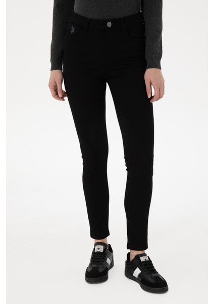 Kadın Siyah Pantolon (Kanvas-Chino) 50298498-VR046