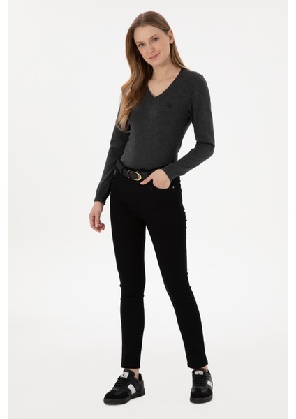 Kadın Siyah Pantolon (Kanvas-Chino) 50298498-VR046