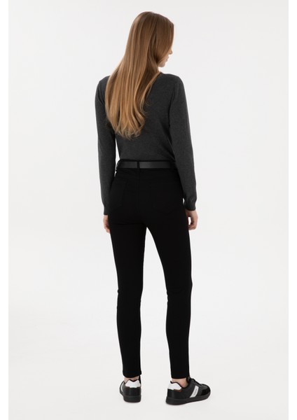 Kadın Siyah Pantolon (Kanvas-Chino) 50298498-VR046