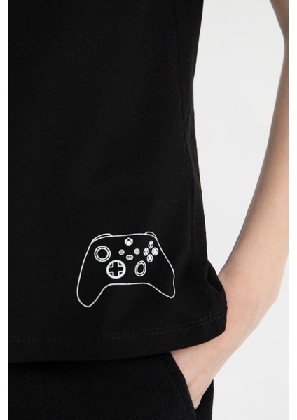 Erkek Çocuk Xbox Bisiklet Yaka Kısa Kollu Tişört D9562A825SM