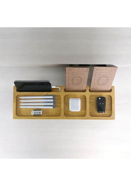 Masaüstü Organizer Ahşap, Telefon Tutucu, Masaüstü Düzenleyici, Kalemlik Organizer - Çam indirimleri