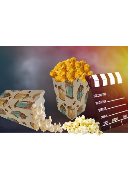 6lı Ramazan Temalı Patlamış Mısır, Şeker Kutusu, Popcorn, Ikram Kutusu, 6X6X11 Cm, Krem Renk indirimleri