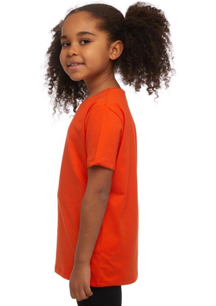 Turuncu Basic Unisex Çocuk Sıfır Yaka Kısa Kollu Tişört fiyatları