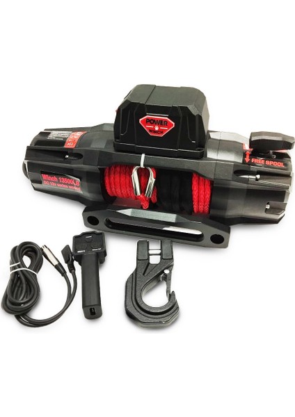 Pro 13500 Lb Sentetik Kırmızı Halatlı Off-Road 4x4 Elektrikli Vinç 12V