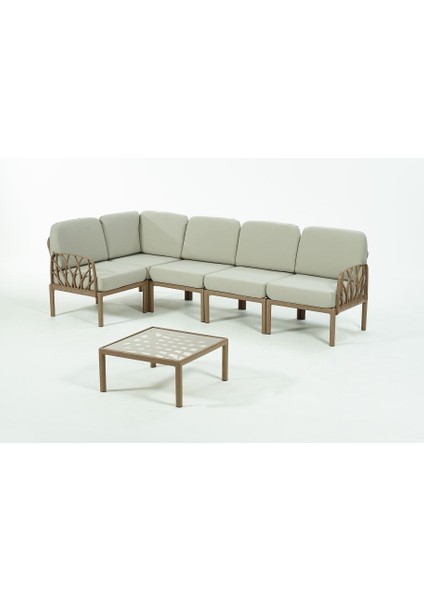 Garda Sofa Set L Köşe + Sehpa Bej Minderli