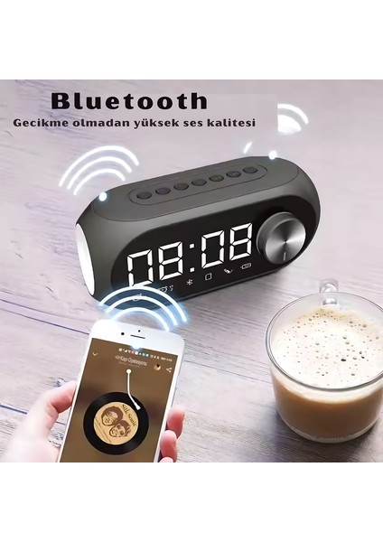 Dijital Çalar Saat S8 Rgb LED Işıklı Bluetooth Bas Hoparlör Mp3 Fm Radyo Hd LED Ekran Çok Fonksiyonlu Speaker