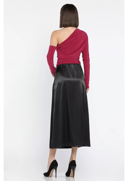 Kadın Bel Lastikli Saten Etek modelleri