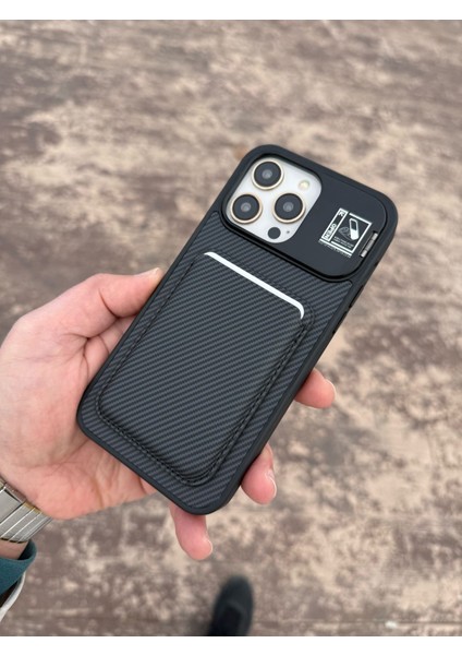 iPhone 11 Oscar Siyah Cüzdanlı ve Kartlıklı Standlı Magsafe Telefon Kılıfı