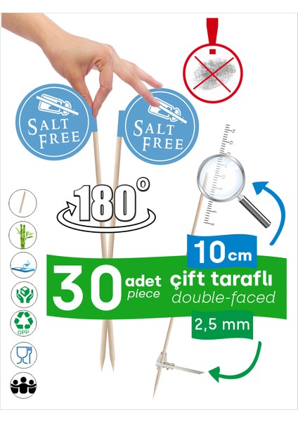 Salt Free Yazılı Ikramlık, Sunumluk, Pasta ve Tatlı Üstü, Çay ve Kahve Yanı, Özel Gün, Davet, Etkinlik ve Organizasyonlarınızda Sağlıklı Yemekler Için Özel Içerikli Bayrak Kürdan fiyatları