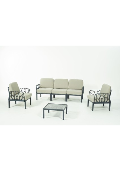 Garda Sofa Set 3+1+1+Sehpa Bej Minderli