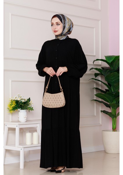 Robalı Azra Elbise-Siyah