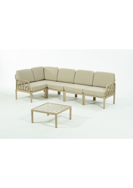 Garda Sofa Set L Köşe + Sehpa Bej Minderli