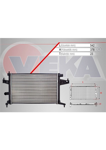 VEKA-16-3215 - Su Radyatoru Mekanık Opel Corsa C 1.4 M-T 2000-2006