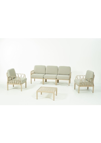Garda Sofa Set 3+1+1+Sehpa Bej Minderli