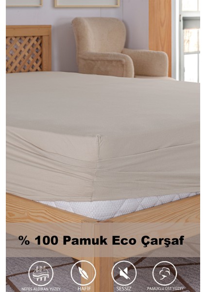 Penye Lastikli Çarşaf, 100×200 Tek Kişilik %100 Pamuk Örme Kumaş, 145 Gr/m²