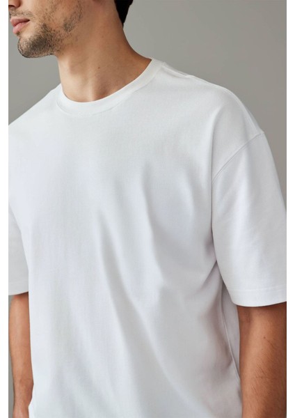 %100 Organik Pamuklu Oversize Basic Erkek T-Shirt fırsatları