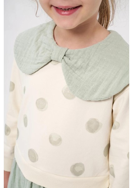 Müslin Yaka Detaylı Puantiyeli Kız Çocuk Elbise 2-5 Yaş fiyatları