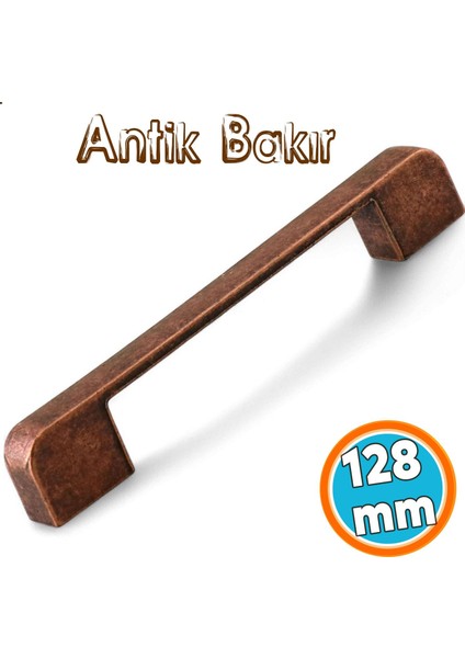 Metal Kulp 128 mm -12.8 cm Mobilya Çekmece Mutfak Dolabı Dolap Kulpları Antik Bakır