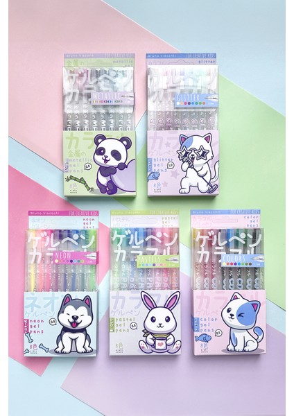 Jel Kalem Seti Neon Animals 0.8 8 Renk