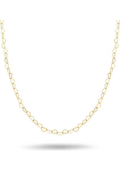 925 AyarGümüş Bağlantılı Kalpler Zincir Kolye