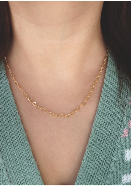 925 AyarGümüş Bağlantılı Kalpler Zincir Kolye fiyatları