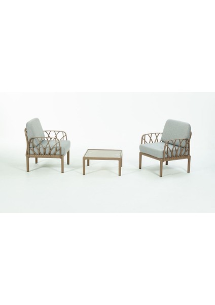 Garda Sofa Set 1+1+Sehpa Gri Minderli