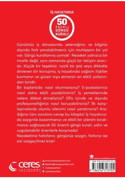 Iş Hayatında 50 Önemli Görgü Kuralı Güneş Tulga 9786256313705 fiyatları