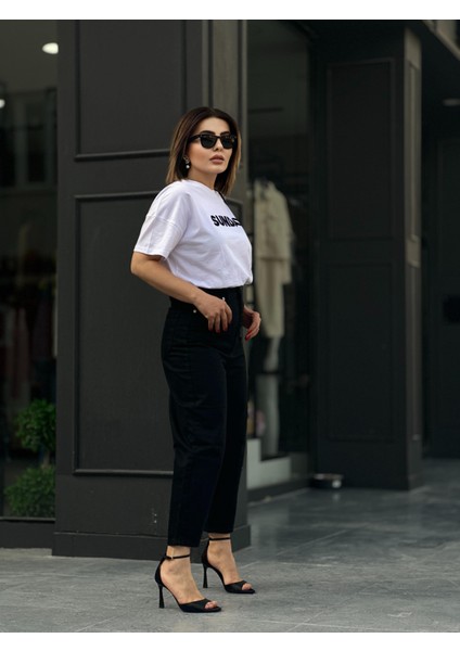 Siyah Ultra Yüksek Bel Slouchy Jean
