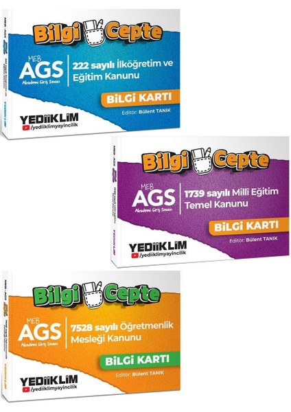 Yediiklim Meb Ags 222 - 1739 - 7528 Sayılı Kanun Bilgi Kartları Soru Cevap Seti 3 Lü