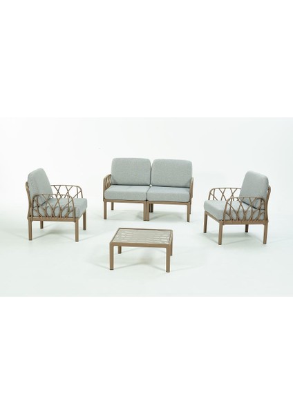 Garda Sofa Set 2+1+1+Sehpa Gri Minderli