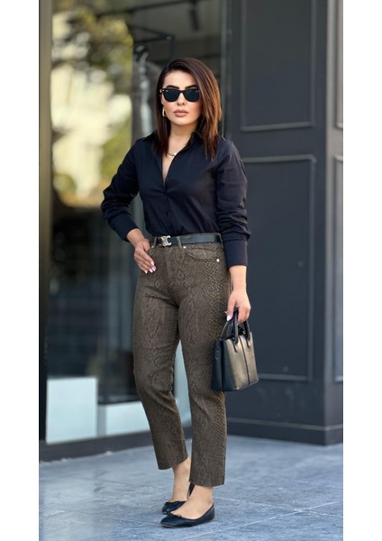 Haki Orjinal Marka Yılan Desen Boy Fit Jean