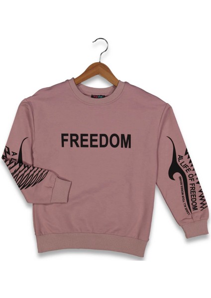 Freedom Baskılı Kız Sweatshırt