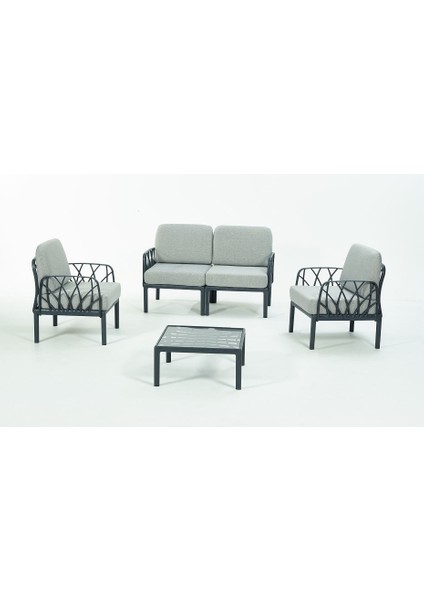 Garda Sofa Set 2+1+1+Sehpa Gri Minderli