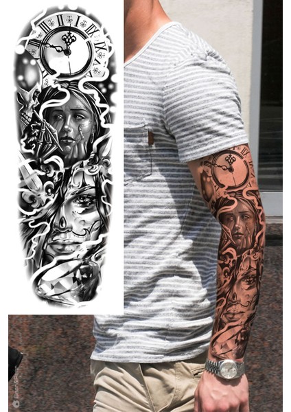 Kadın ve Elmas Kol Kaplama Geçici Dövme Tattoo