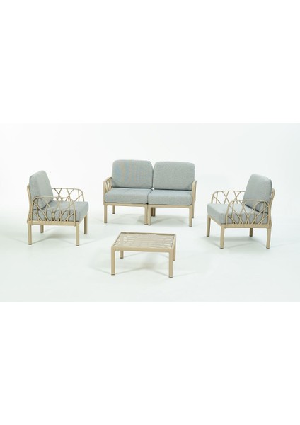 Garda Sofa Set 2+1+1+Sehpa Gri Minderli