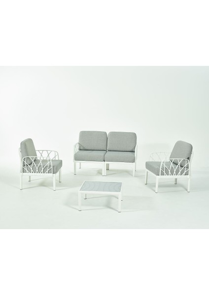 Garda Sofa Set 2+1+1+Sehpa Gri Minderli