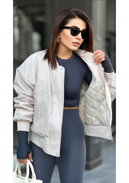 Açık Gri Bomber Ceket-Mont modelleri