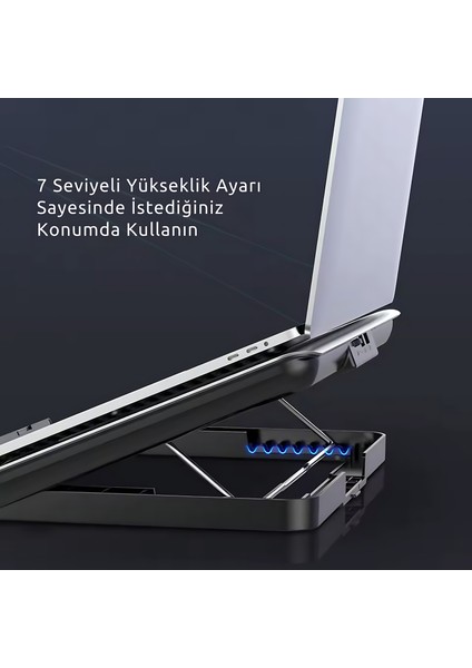 Alüminyum Icecrool 7 Kademeli Hız Ayarlı Ergonomik Stand Notebook Soğutucu